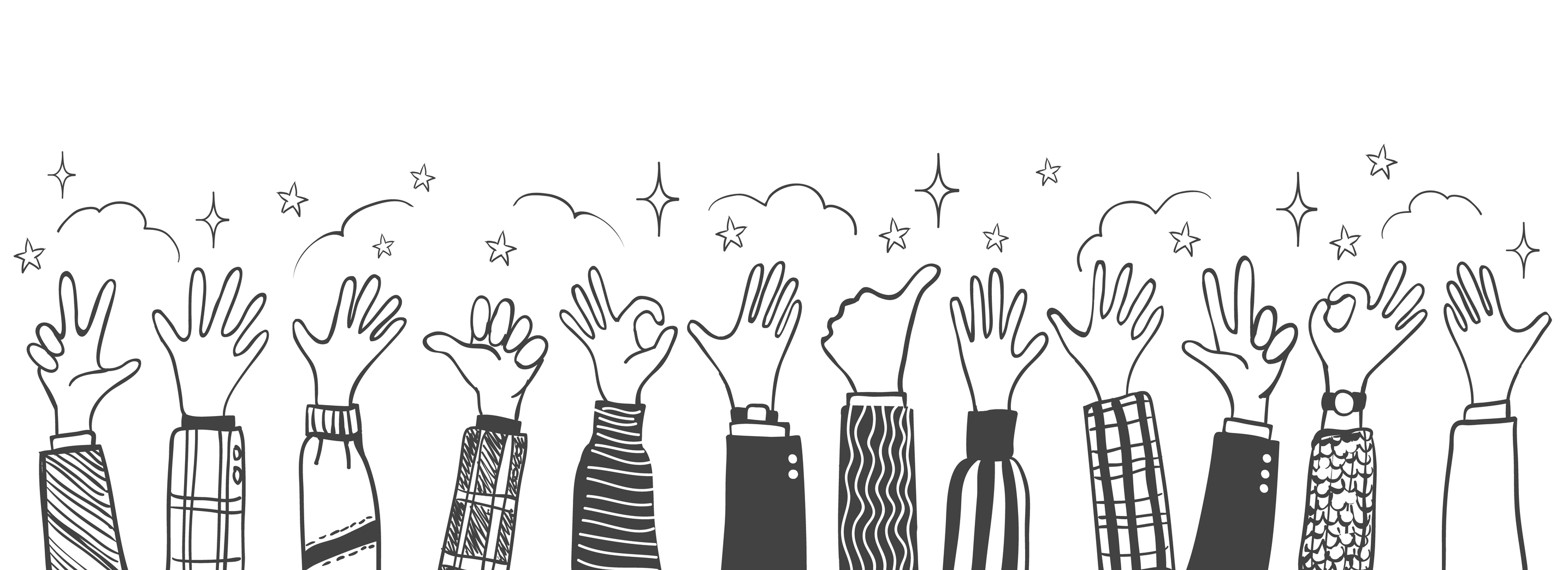 Raised hands illustration
